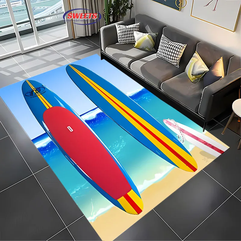 Sunshine and Health Surfboard Theme Carpet for Home Living Room Children‘s Bedroom Mat, Sofa Doormat  Floor Anti-slip Decor Rug