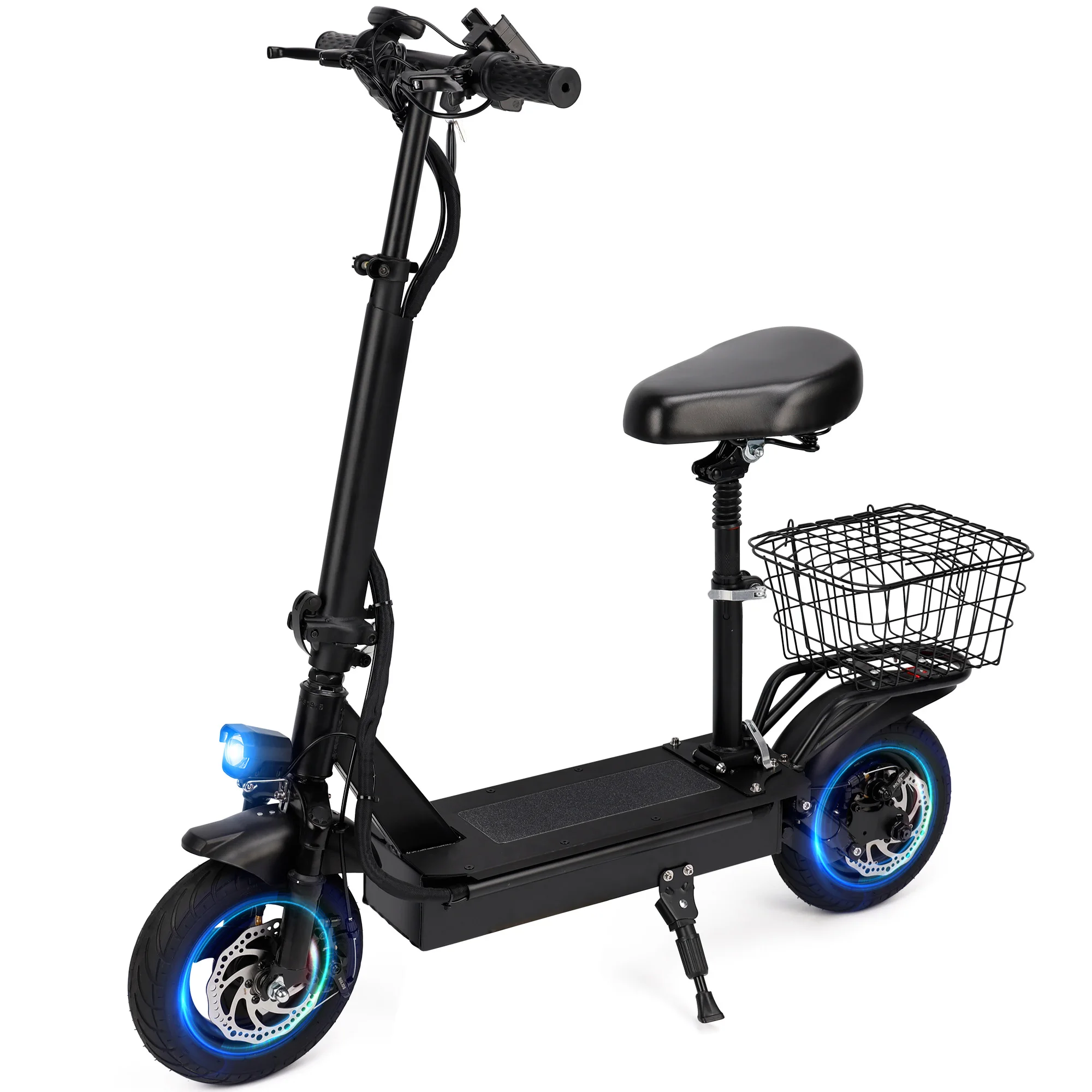 

400W Adult Shock Absorption Electric Scooter with Seat 10" Commuter Electric Scooter With Carry Basket - Up to 25 Miles 20MPH