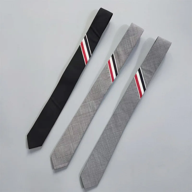 korean-style-three-color-woolen-tie-men's-narrow-grey-business-tie-fashionable-accessory-for-formal-occasions