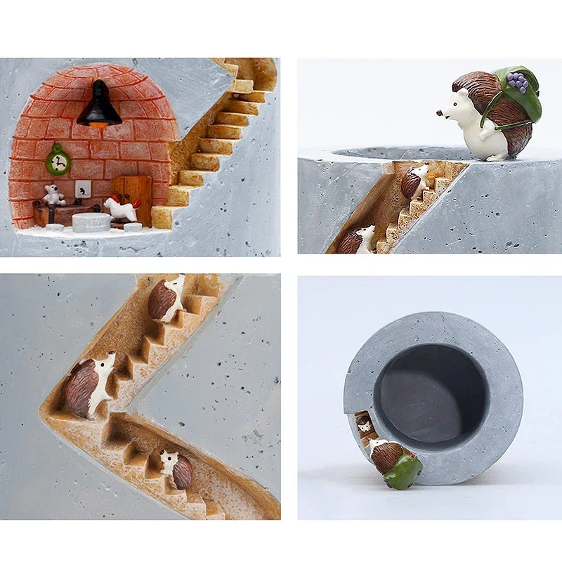 Maceta creativa de erizo, macetas de resina para plantas suculentas, macetas de jardín, figuritas decorativas para decoración de mesa del hogar