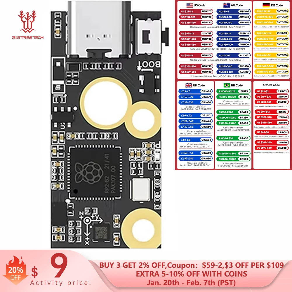 BIGTREETECH ADXL345 S2DW Accelerometer USB Board 3D Printer Parts For Voron StealthBurner Raspberry Pi M8P Motherboard Klipper