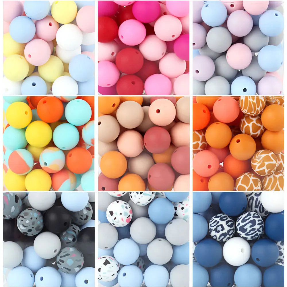 20pcs 12mm Silicone Round Beads Pacifier Clips Chain Food Grade DIY Bracelet BPA Free Teething Teether Necklace Accessory Beads