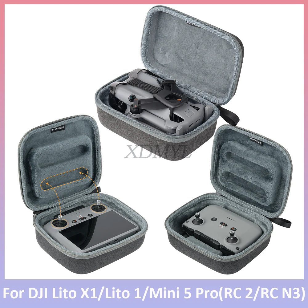 Funda De Almacenamiento Para DJI Mini 5 Pro Y Mandos RC 2/1 Y RC-N3/2/1 | Estuche Protector De Nailon Con Forro De Terciopelo | Transporte Seguro Para Dron