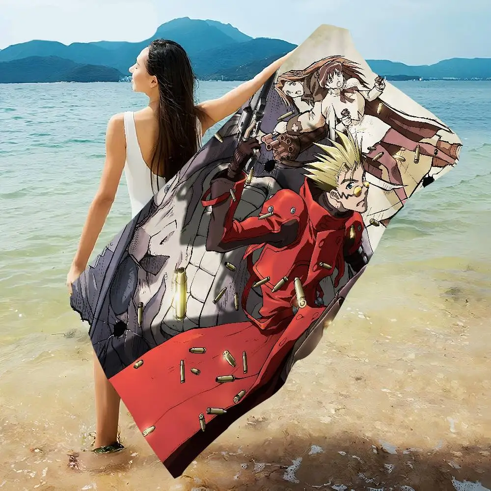 Anime Trigun Stampede Anime Beach Swimming Towel Soft Absorbent Washcloth Children's Gifts for Kids Travel Camping Gym