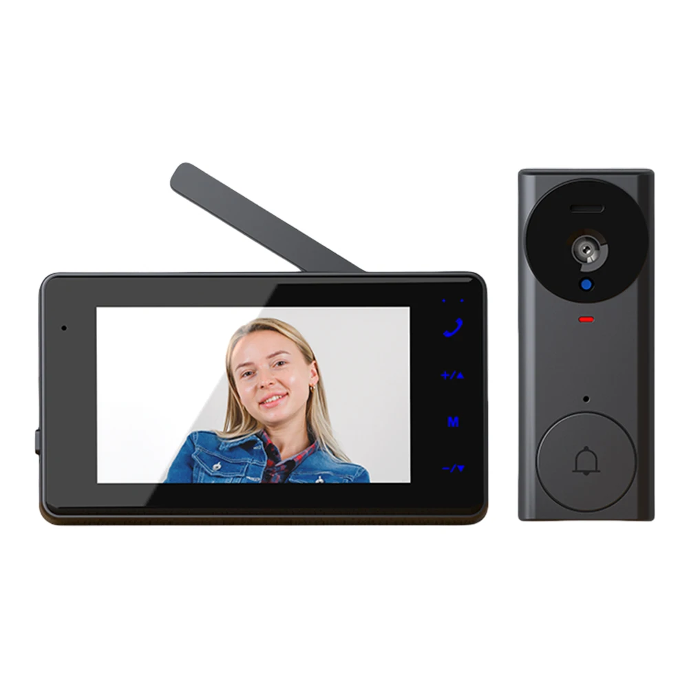 가정용 감시용 무선 비디오 초인종, 적외선 야간 투시경, 2.4G 와이파이 스마트 비디오 초인종, 4.3 인치 IPS 스크린