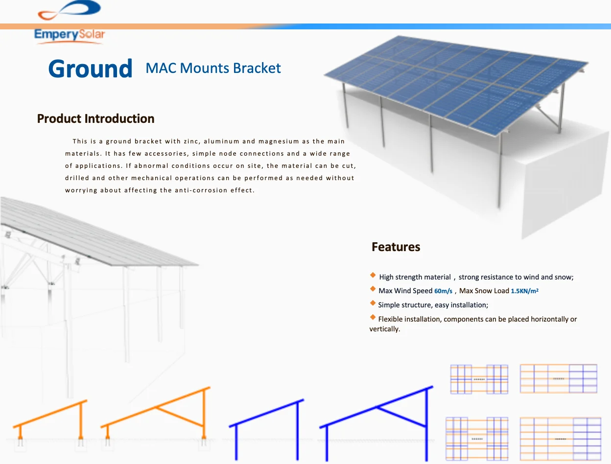 New Material Zinc Aluminum Magnesium Solar Ground Bracket Structure or Solar Panel Ground Mounting System Racks - Detail 1
