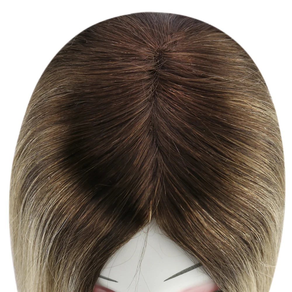 Sunny Human Hair Topper Full Head Coverage Mono Base Topper Real Human Hair with Clips 3*5 inch Topper Human Hair