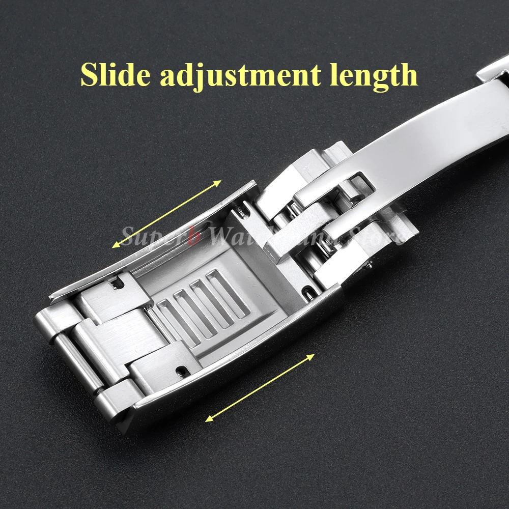 9x9mm Watch Band Glide Clasp for Rolex DAYTONA SUBMARINER GMT Yacht-Master Stainless Steel Fine-tuning Pull Button Watch Buckle