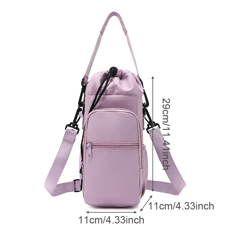 Portable Water Bottle Bag with Adjustable Strap Thermal Mugs Insulated Protective Cover Phone Pocket Outdoor Sports Travel Bag