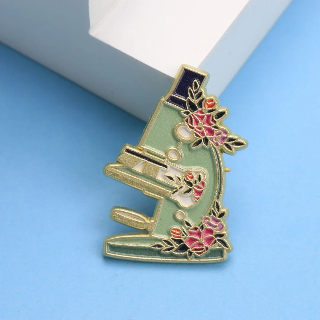 دبوس المينا لعازف النباتات المجهر - شارة طية صدر السترة على شكل زهور لعلم الرسوم المتحركة لهدية مختبر الظهر بنفسك #2