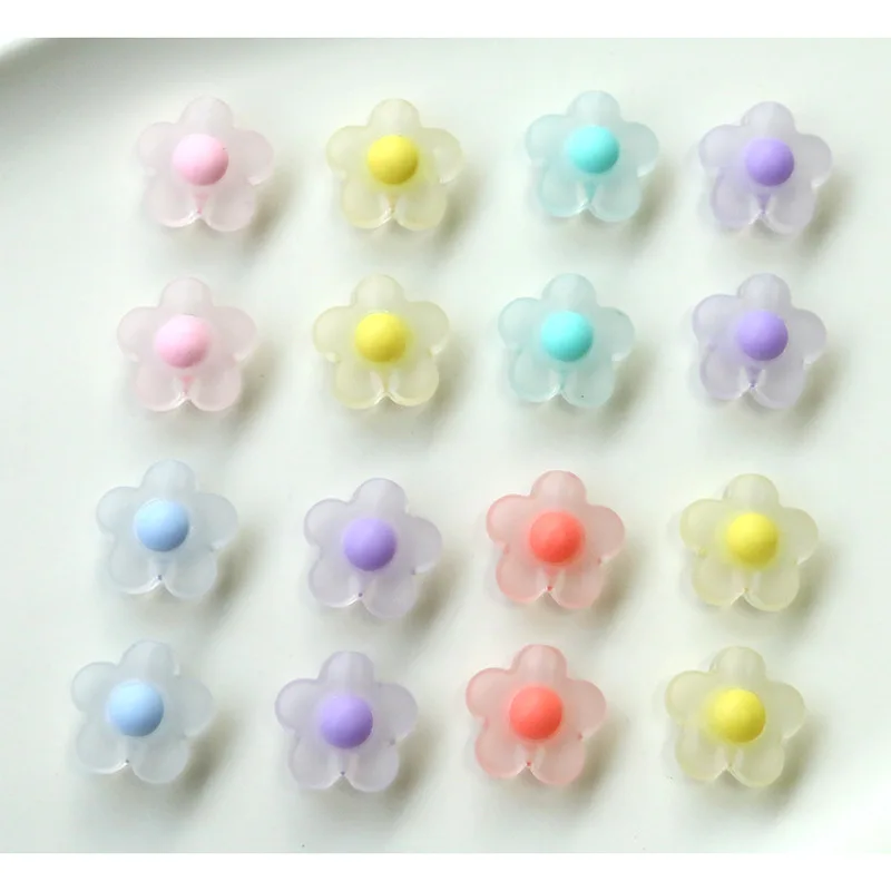 

Wholesale 100pcs 17mm Colorful Rubber Acrylic Plastic Spring Flowers Beads Ornament Accessories Necklace Bracelet Spcers DIY