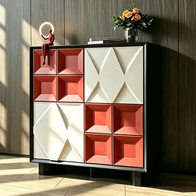 DSA minimalist abstract storage cabinet, engraved entrance cabinet, decorative cabinet