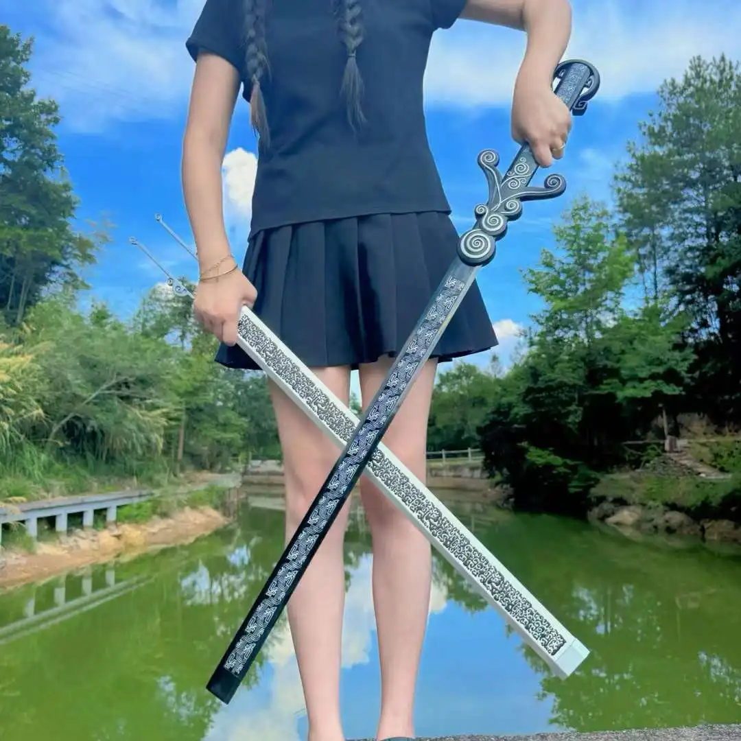 Unique Chinese Kungfu Battle Sword,Real Multi Refined Extreme Manganese Steel Engraved Blade,Integrated Metal Handle,Unsharp