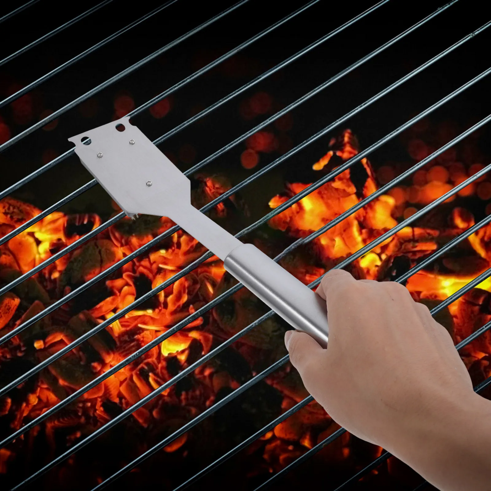 Stainless Steel Grill Brush Set Bbq Cleaning Kit with Scraper and Scrubber for Gas Charcoal Grills Grill Maintenance Spotless view 3
