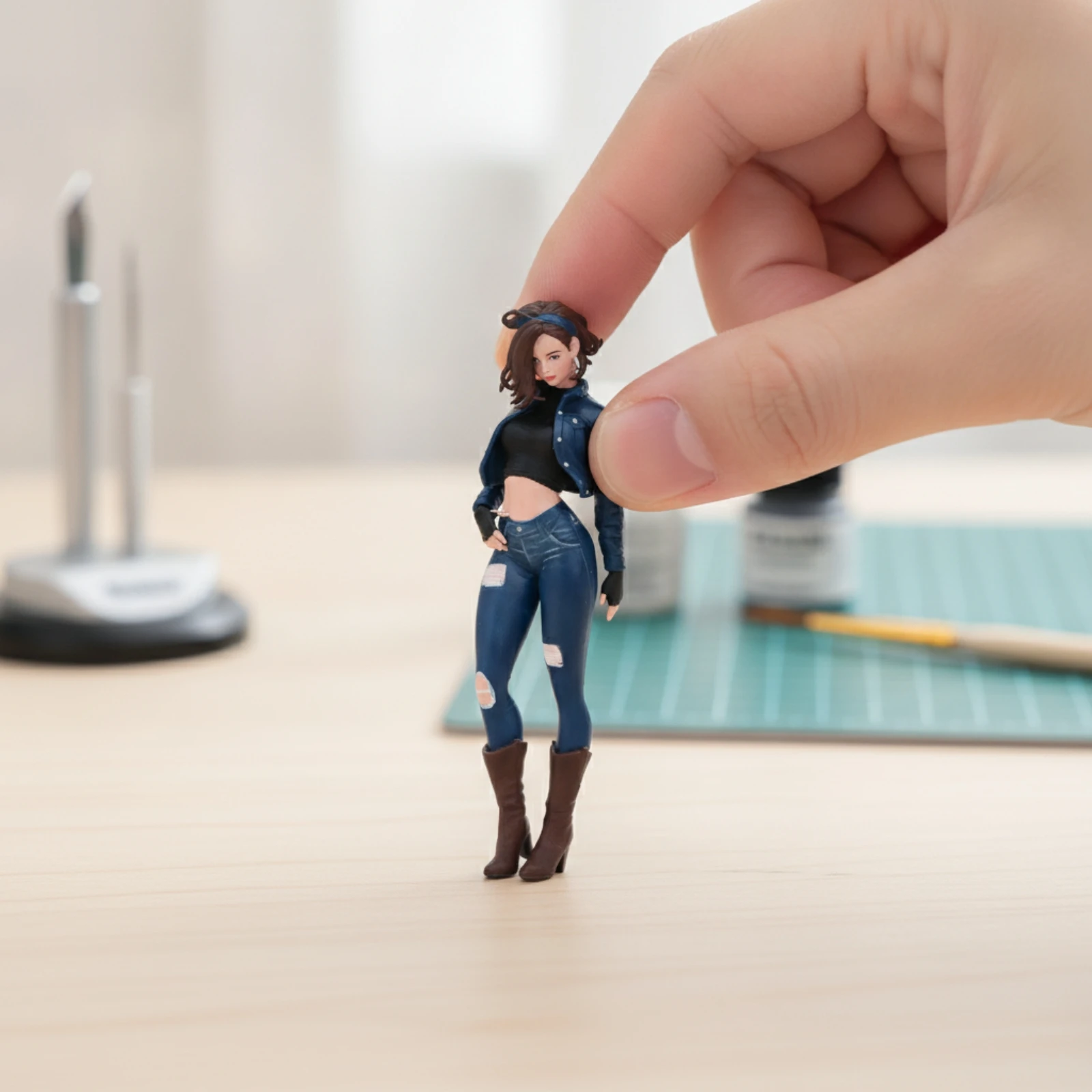 Miniature Female Figure Sculpted Female Figurine Miniature Woman Realistic Fashion Doll Lifelike for Hobbyists, Diorama, Display