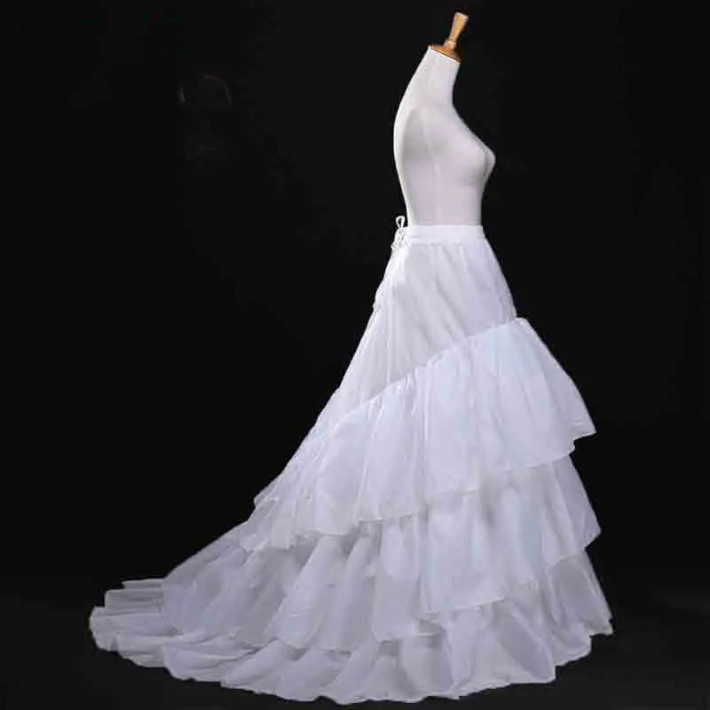 

3 Hoops Long Petticoats for Women Wedding Dress Skirt 3 Layers Elastic Waist Underskirt Crinoline Jupon Petticoat Train