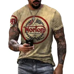 Vintage T-shirt For Men 3d norlon Motorcycle Short Sleeve Loose Oversized Tee Shirt Men‘s T Shirt Fashion Clothing Top Camiseta