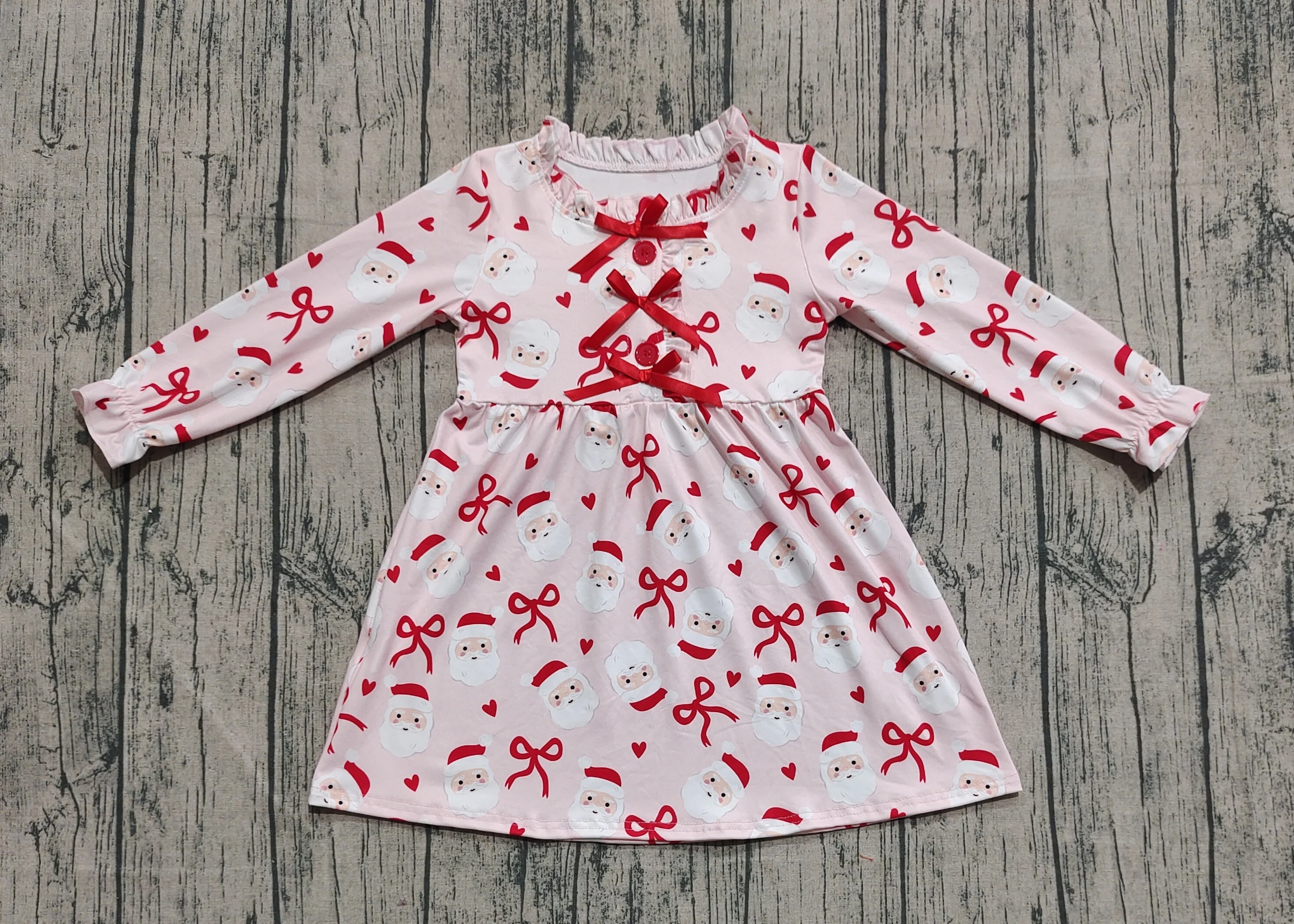 

Z827-18 GLD1233 Детская одежда для девочек, детское рождественское платье с длинными рукавами и принтом Санта-Клауса