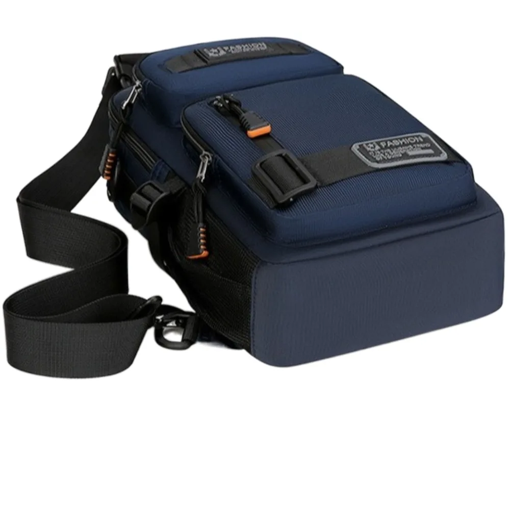 

Simple Multi Pockets Men Chest Bag Shoulder Bag Cloth Sports Message Bag Zipper Solid Color Crossbody Bag Running