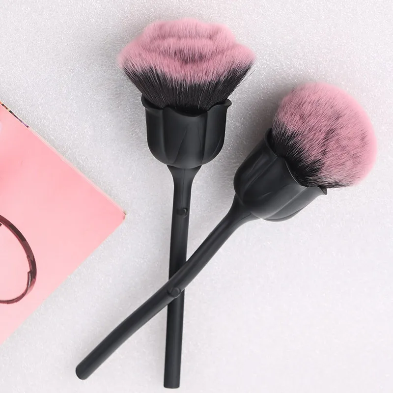 Black Rose Flower Make Up Brush Loose Powder Brushes Blush Foundation Cosmetic Brush for Women Nail Art Dust Brush for Manicure