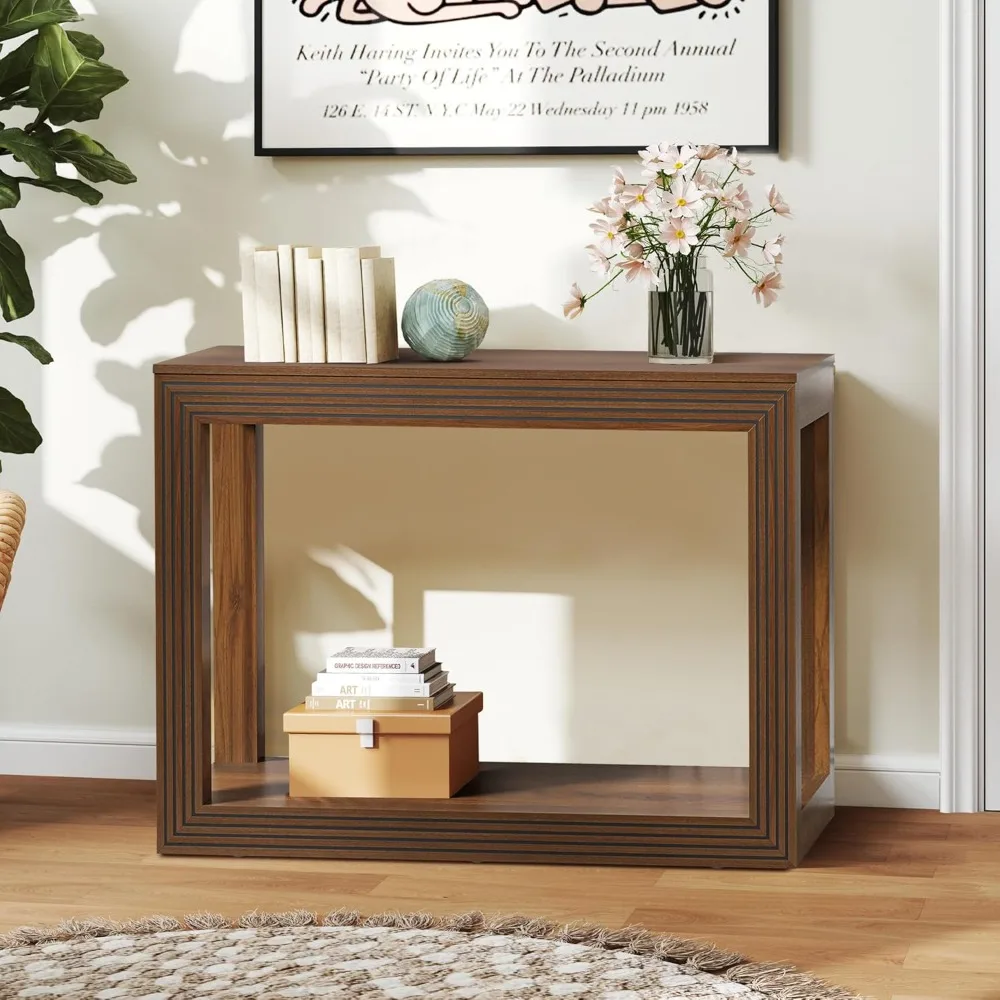 طاولة كونسول للمدخل مع رف تخزين، 43 طاولة أريكة لمنتصف القرن خلف الأريكة طويلة ونحيفة