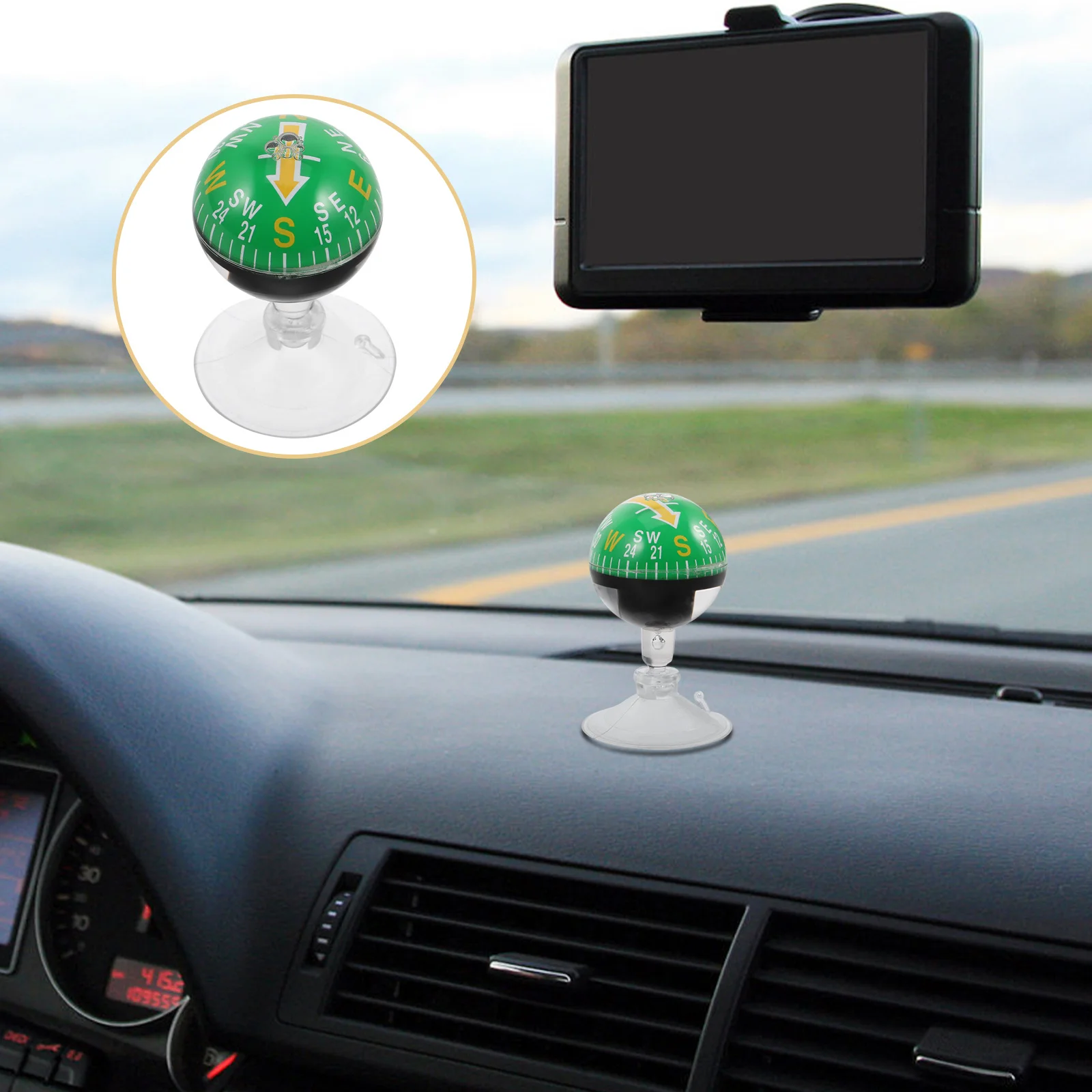 

Portable Vehicle Compass with 38Mm Suction Cup Secure Dashboard Mount for Car Boat Hiking Precise Directional