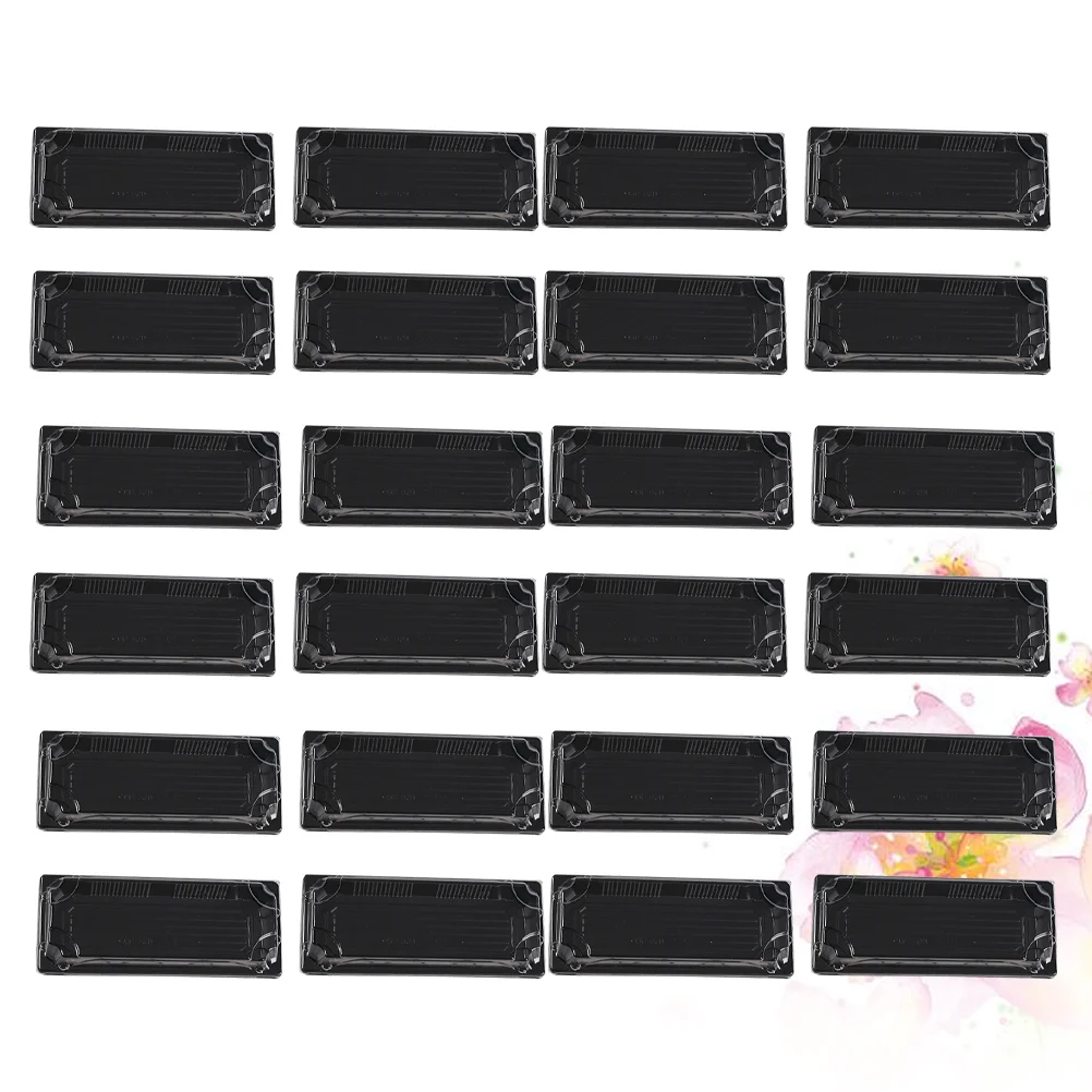 50PCS Disposable Sushi Carry Out Box Fruit Cake Packing Container Take Out Boxes (Black) packing boxes