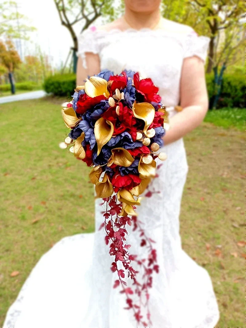 Poney de flores artificiales con Calla Liliy ramo de novia ramos de dama de honor para boda