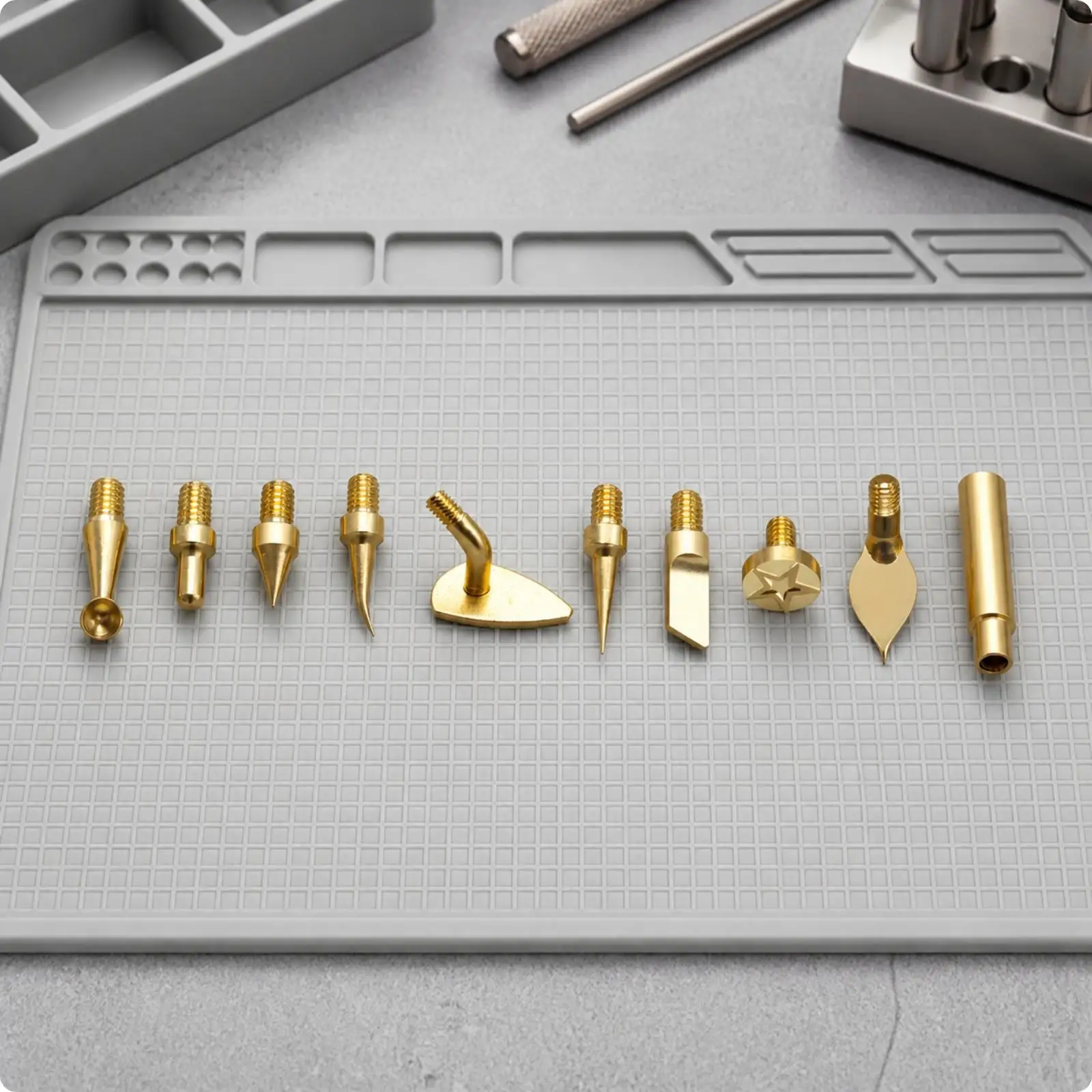 Soldering Tip Insert Set with Knurled Grip Copper Heat Set Insert Tool for 936 Iron Compatible Threaded Nuts