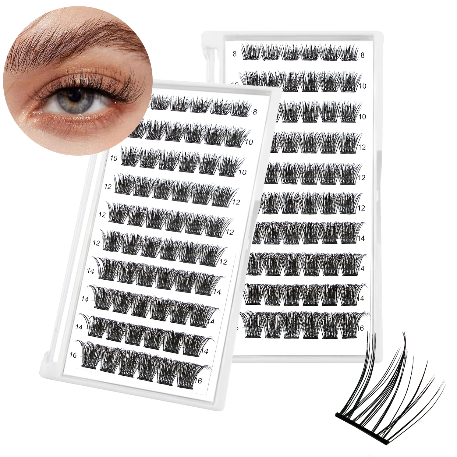 Self Adhesive Eyelashes Press On Lash Clusters Pre-Glued Cluster Lashes Self Stick Eyelash Clusters 1 Step DIY Lash Reusable