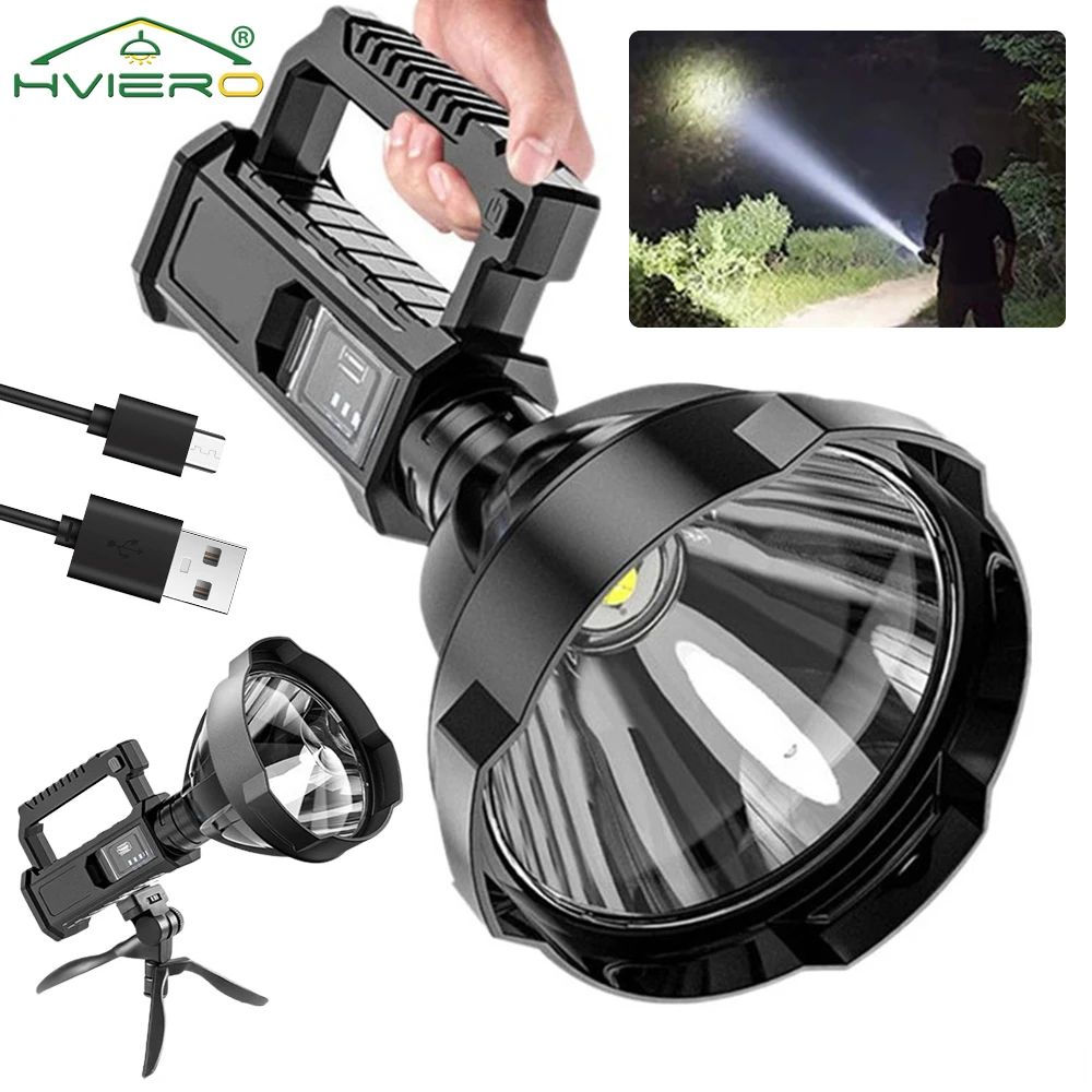 

Portable Handheld Flashlight LED Bulbs Holder 25W Waterproof USB Charging Power Bank Outdoor Strong Lamp Zoom Searchlight Hiking