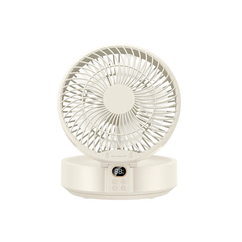 2025 Desktop High Speed USB Rechargeable Air Circulation Fan Home Remote Control Digital Display Portable Hand Plastic Desk Fan