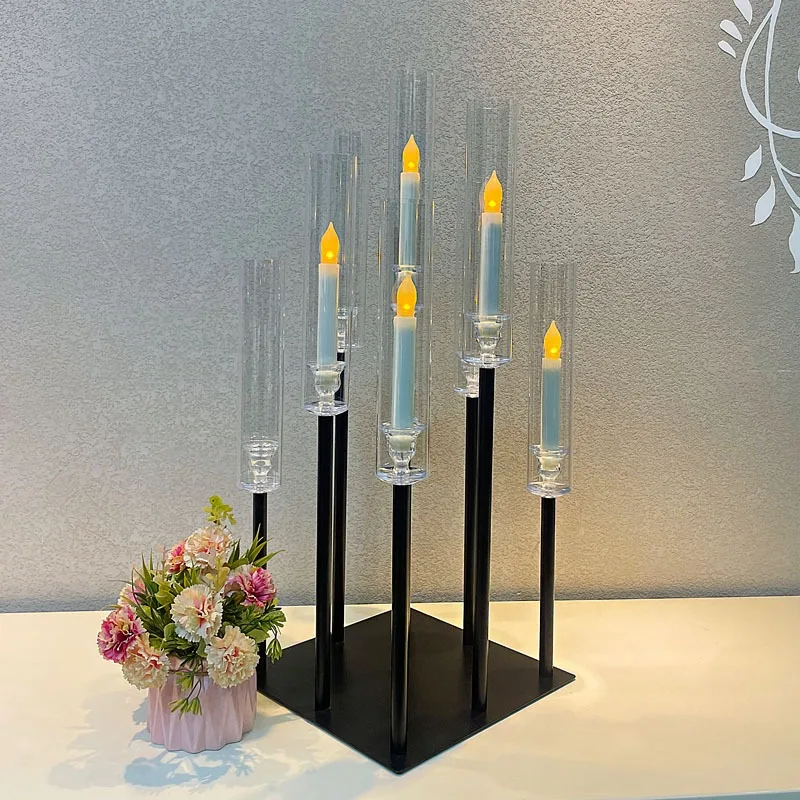 Metal Candlesticks Black Candelabra 8 Heads Candle Holders Stands Luxury Wedding Table Centerpieces Party Decoration