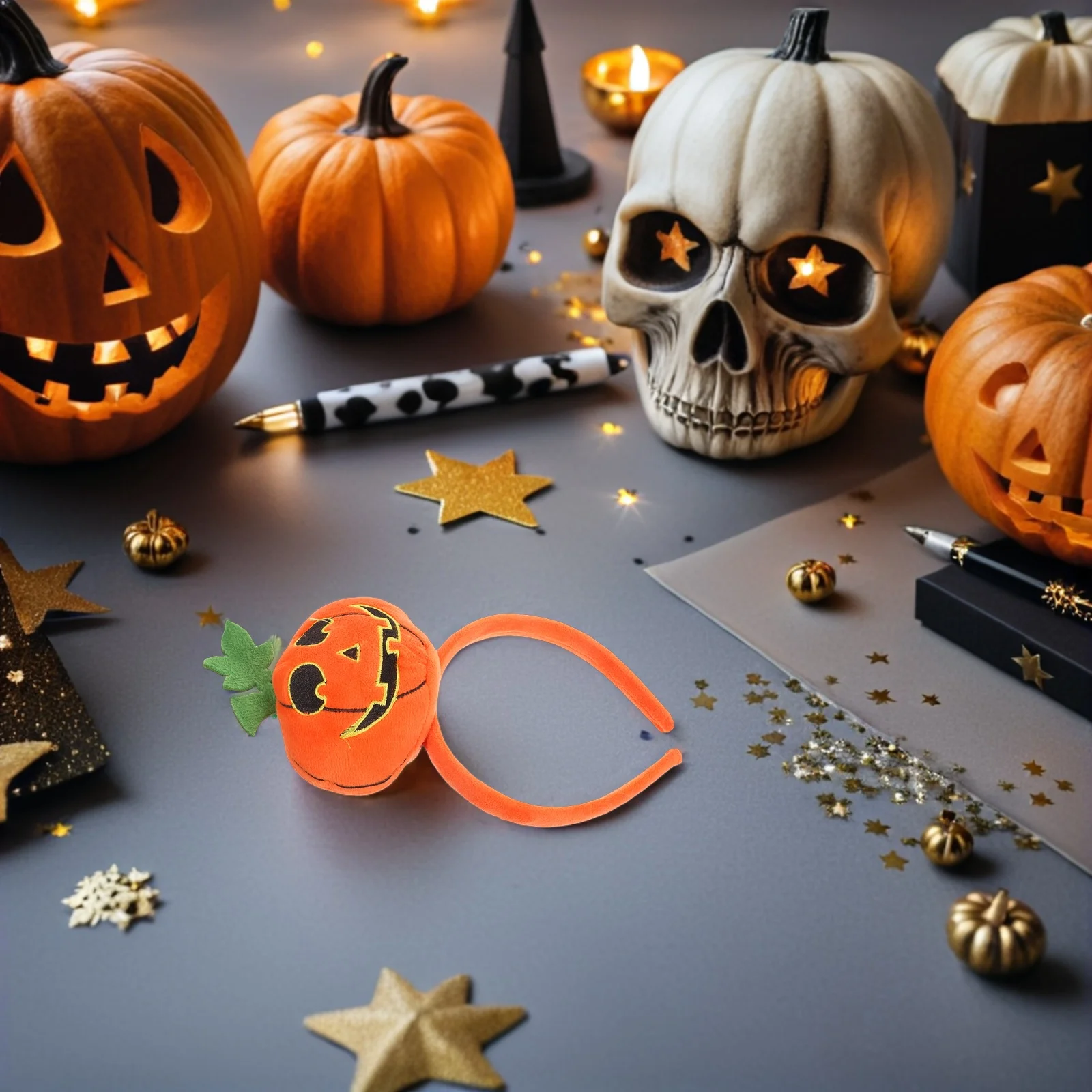 

Pumpkin Headband Halloween Headdress Hair Accessories Orange Cloth Headgear Toddler