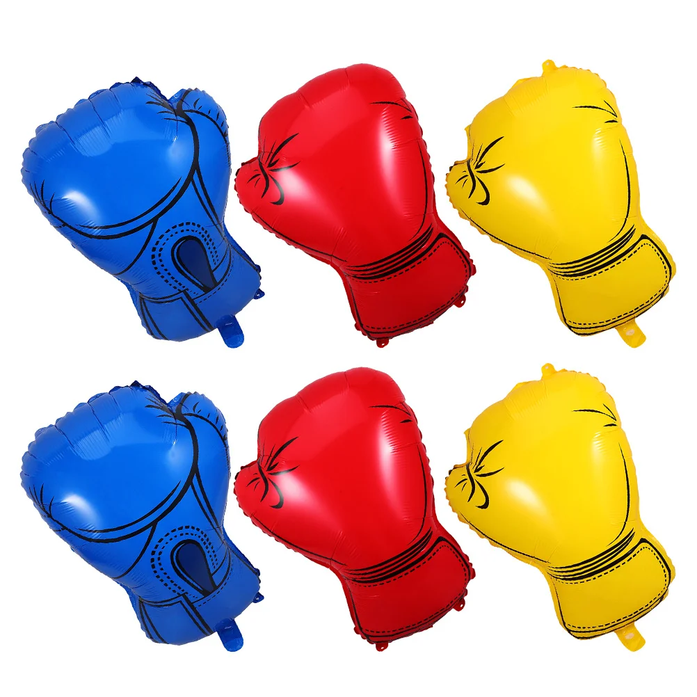 

6Pcs Boxing Glove Balloons Foil Colorful Inflatable Decoration Boxing Wrestling Birthday Sports Party Punching Balloons