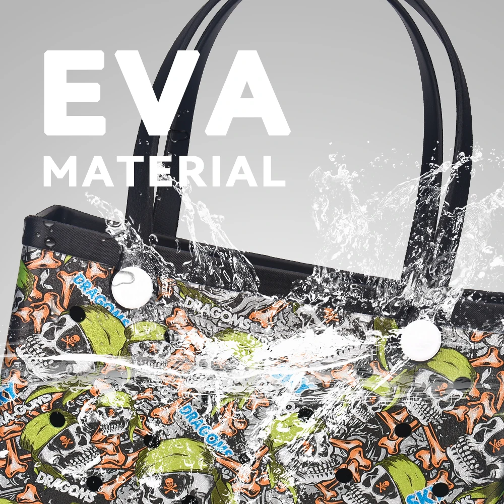 Bolso de mano EVA con patrones coloridos, capacidad cómoda, esencial para viajar y salir con bolsa de ahorro impermeable