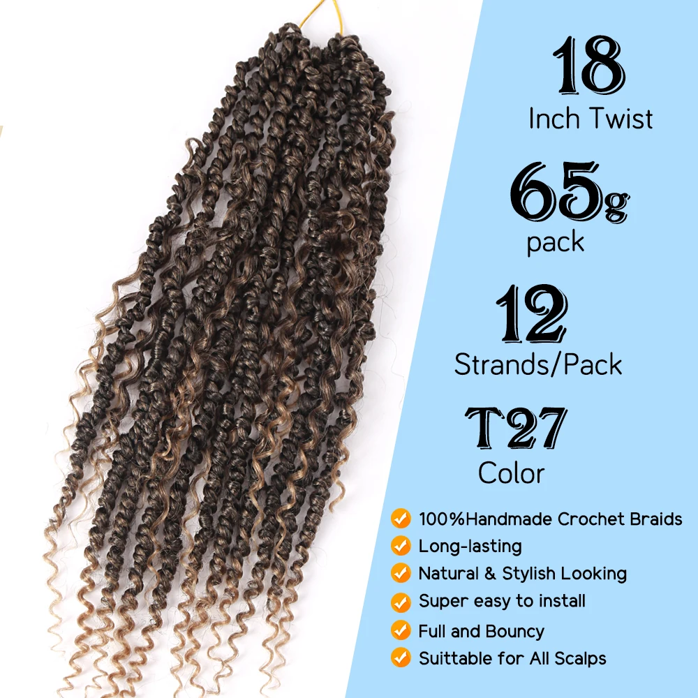 Passion Twist Hair Brown Black Synthetic Crochet Hair Pretwisted Crochet Braids For Black Women Goddess Bohemian Extensions