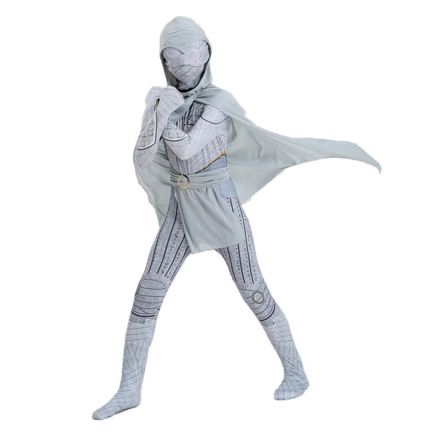 Marc Spector Moon Knight Costumi per bambini Mantello One Piece Cosplay Anime Carnevale di Halloween Catsuit Zentai Tuta Vestiti per ragazzi