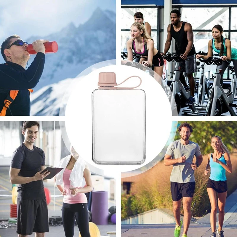 Square Water Bottle 500Ml Portable Flat Drink Cups Slim Cold Flask Sports Water Bottle Summer Water Flask For Hiking