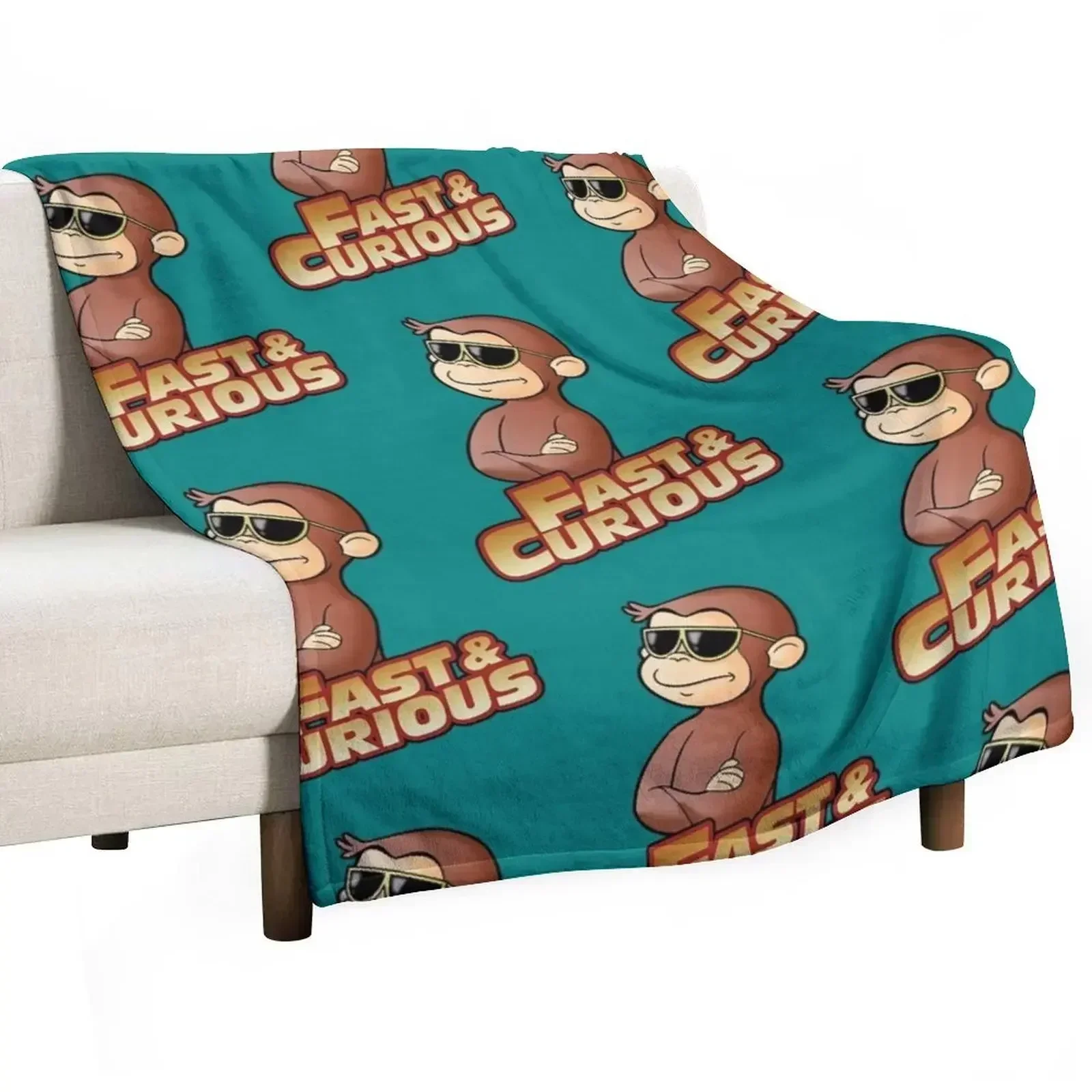 

Curious George FAST AND CURIOUS. Throw Blanket Ultra Plush Cozy Blanket for Napping Sleeping