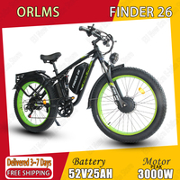 ORLMS FINDER26 Electric Bike 3000W Peak Motor 52V25AH Lithium Battery Adult Electric Bicycle 26*4 Inch Fat Tire Mountain E-bike