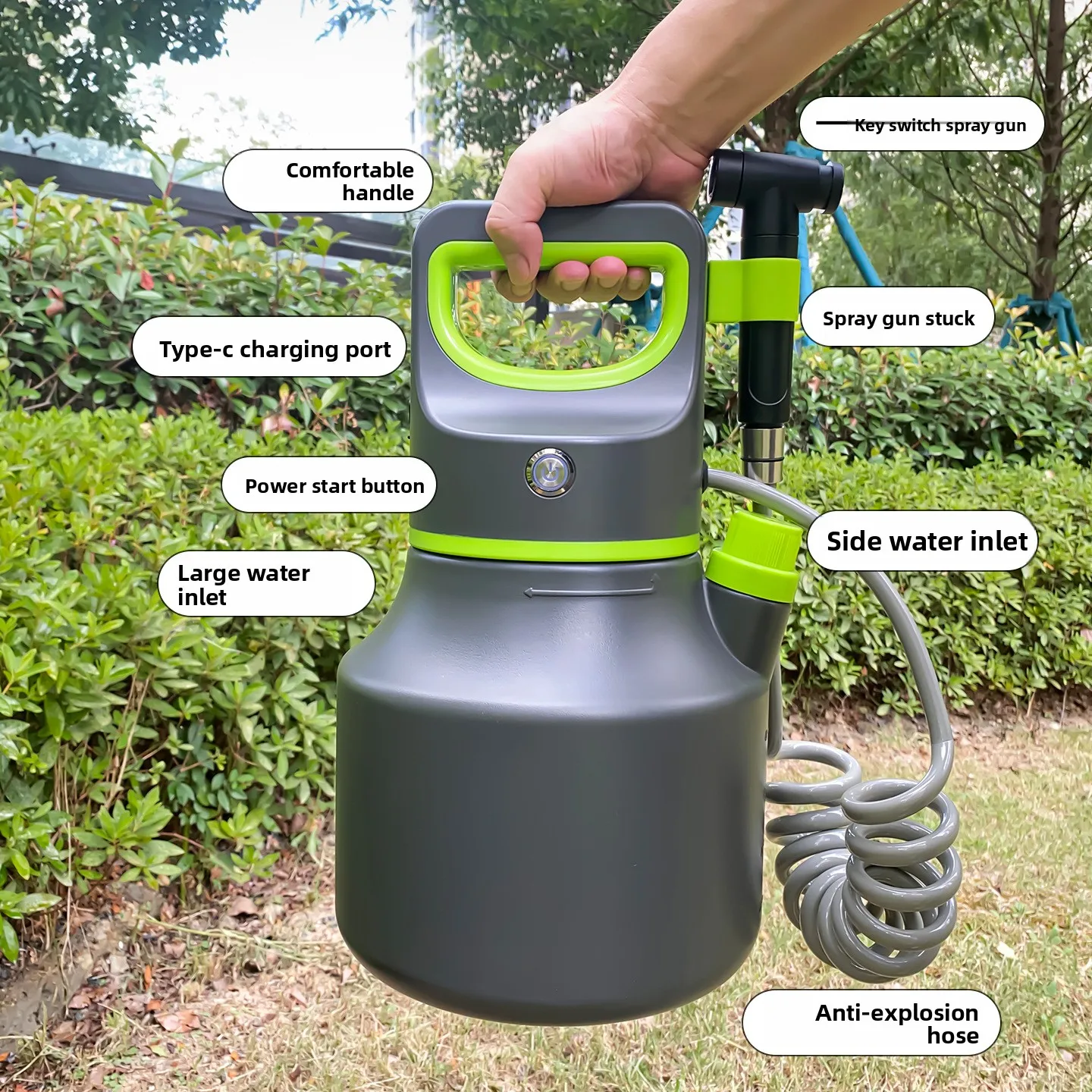 Electric watering water bottle Household large-capacity water bottle Sprayer long nozzle shower watering vegetables