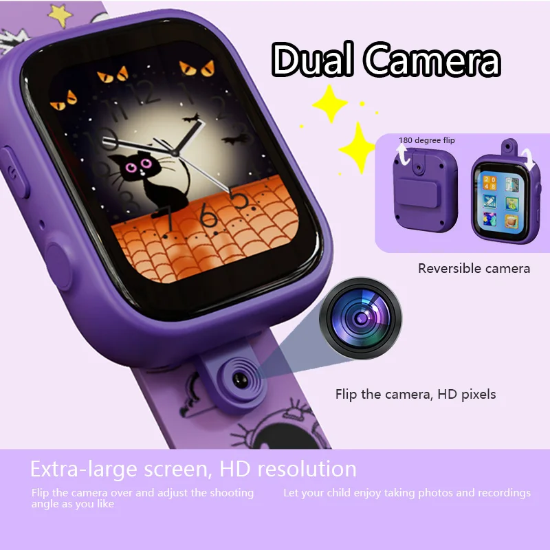 Mini children's toy watch, games & photos & videos, detachable | dual lenses | cartoon wallpaper | backpack charm