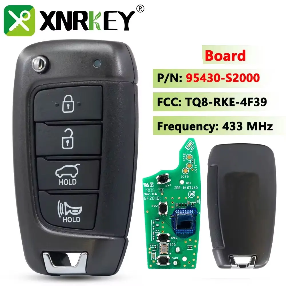 

Пульт дистанционного управления XNRKEY PCB с 4 кнопками для Hyundai Santa Fe 2019 + P/N: 95430-S2000, TQ8-RKE-4F39