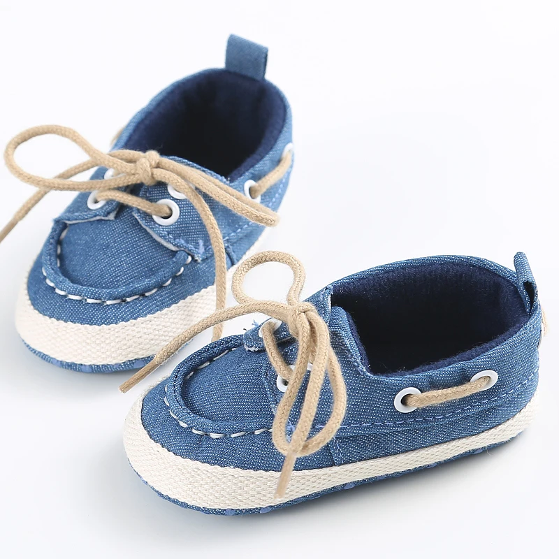 Newborn Baby Casual Lace up Canvas Shoes Breathable First Walking Shoes for 0-1 Year Old Boys And Girls