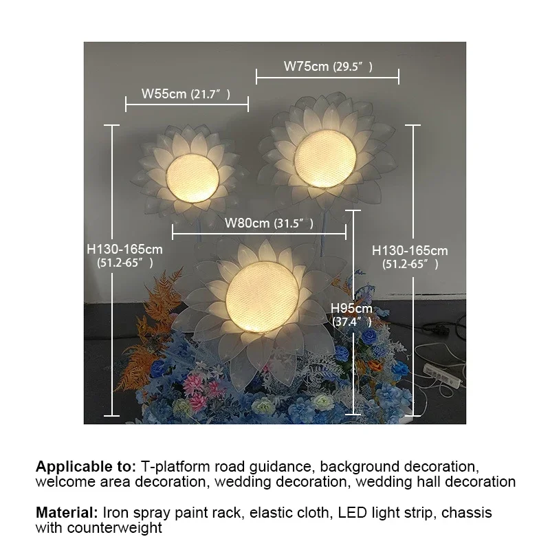 ALBERT Luci moderne per matrimoni con girasole Atmosfera festosaLuce LED per la decorazione dello sfondo del piombo della strada della fase della festa