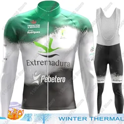 Winter 2025 Extremadura Pebetero Team Cycling Jersey Set Men Long Sleeve Clothing Suit MTB Bike Road Pants Bib Maillot