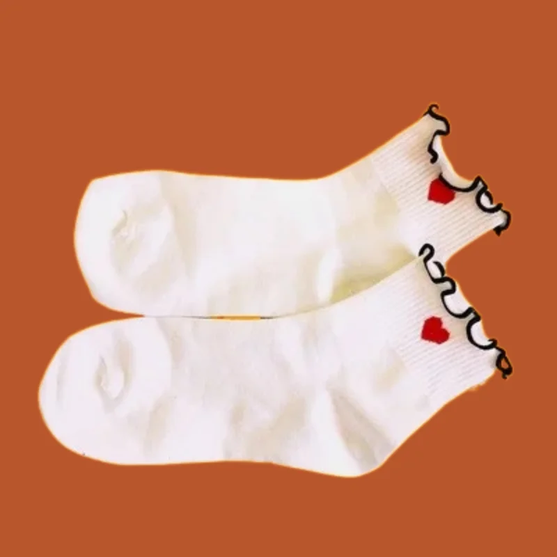 

5/10 Pairs New College Style Student Socks Cotton Curled Short Socks Wooden Ear Edge Women's Socks Spring and Summer 2024 Socks