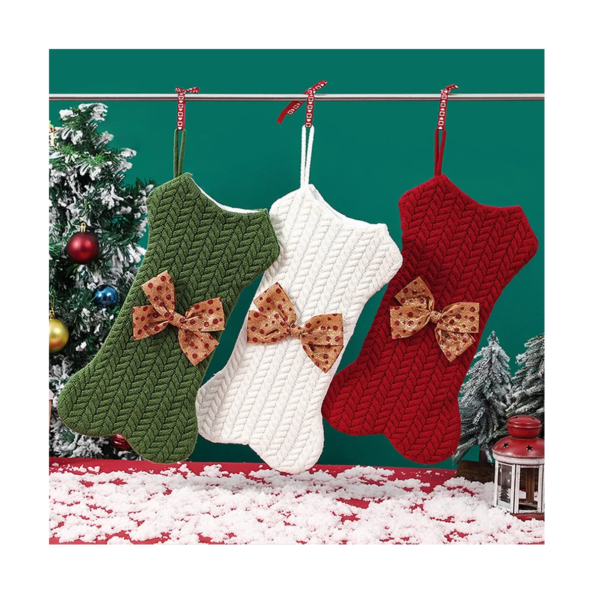 Pet Dog Christmas Stockings Christmas Ornament Knitting Wool Hanging Ornament Christmas Stocking Gift Bag