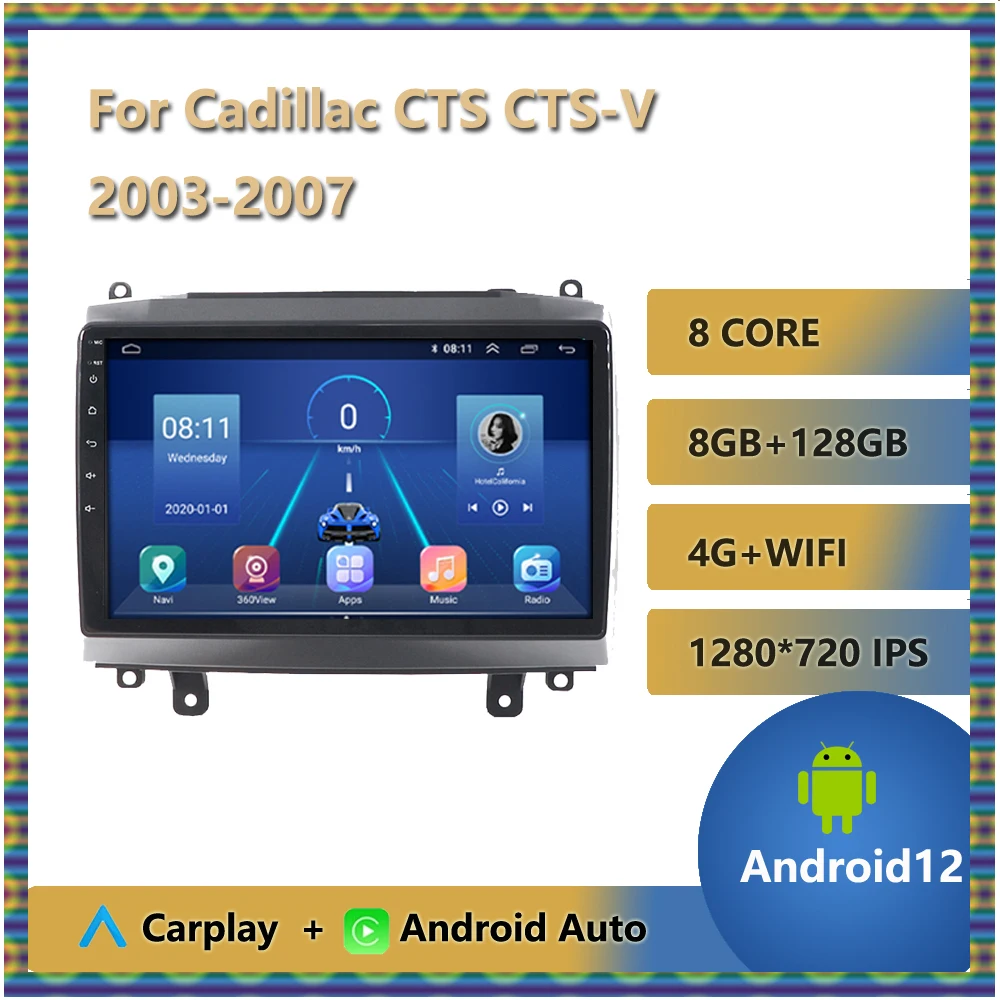 Android 13 For Cadillac CTS CTS-V 2003 2004 2005 2006 2007 Car Radio Stereo Multimedia Video Player GPS Wireless Carplay Camera